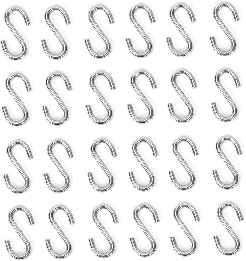 UPUPMOON 24 pcs. 304 Stainless Steel 1.5 in. S Hooks Chain Hardware for Hanging Products or Items, 88 lb. Capacity - Image 1